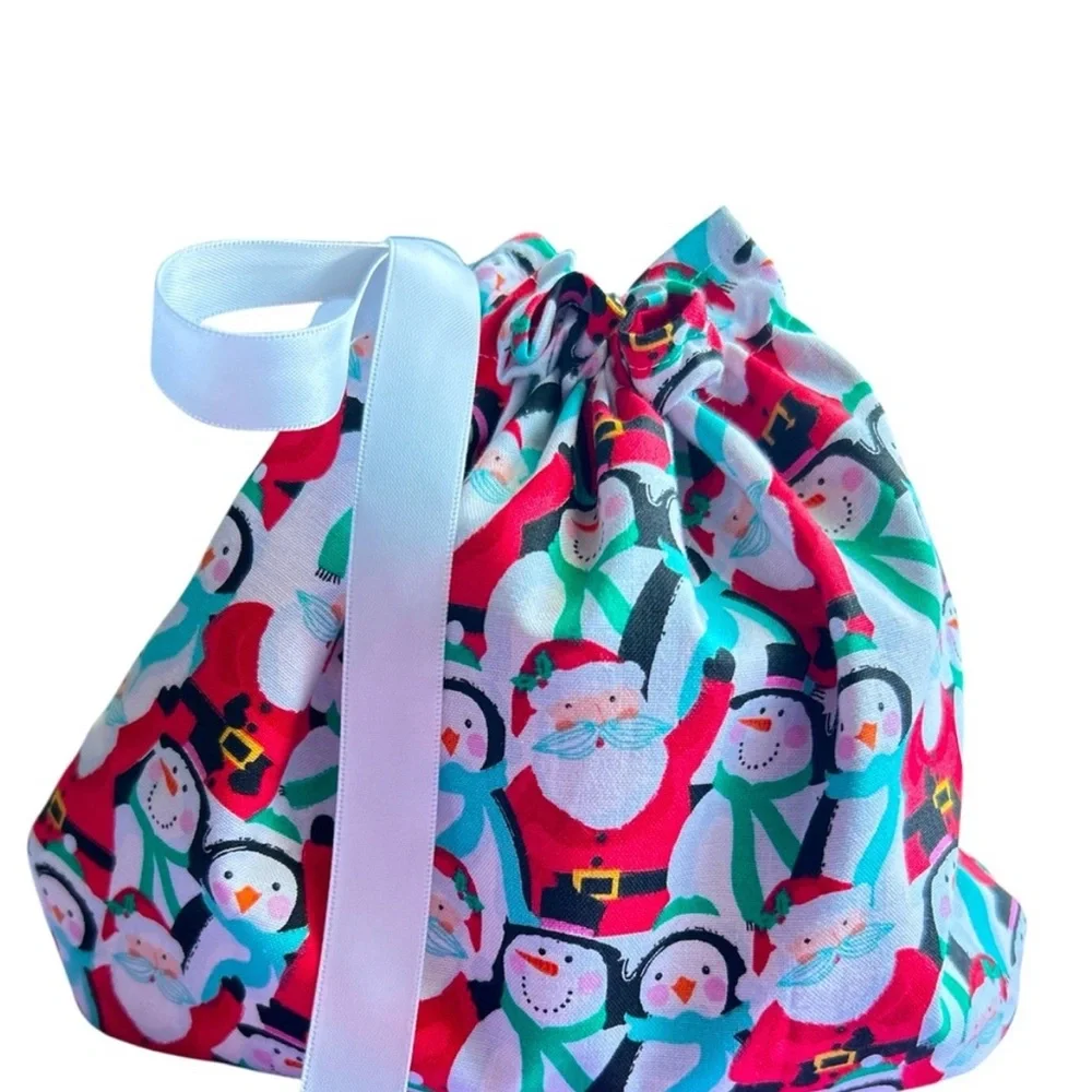 Hand Crafted Colorful Festive Christmas Themed Eco Friendly Reusable Gift Bag